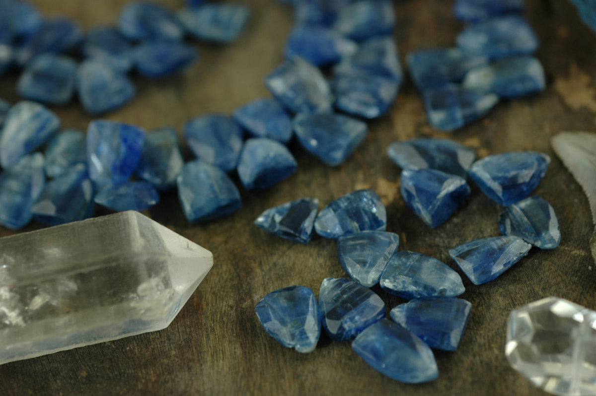 Kyanite Trillion : Brilliant Sparkling Blue Faceted Teardrop Beads / 9x12mm, 4 Beads / Designer Quality NaturalJewelry Making Supplies - ShopWomanShopsWorld.com. Bone Beads, Tassels, Pom Poms, African Beads.