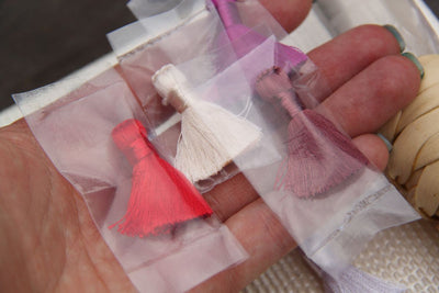 Mini Art Silk Tassels, 1.25" Fringe Pendant, 8+ pieces