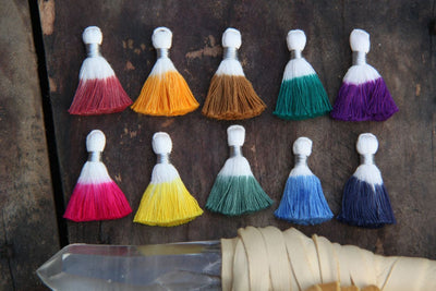 Mini Dip Dye Ombre Tassels, 1.25" Cotton Fringe Pendants, 3+ Pieces