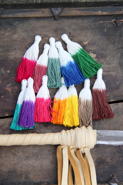 Dip Dye Tassels, 3.5" Tie Dyed Ombré Cotton Fringe Pendant, 3+ Pieces