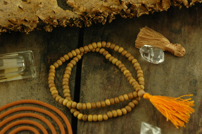 4mm Sandalwood, 108 Aromatic Bead Mala - ShopWomanShopsWorld.com. Bone Beads, Tassels, Pom Poms, African Beads.
