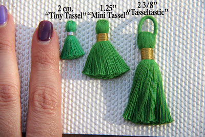Tiny Tassels with Silver Binding, 2cm Cotton Pendant, 10+ pieces