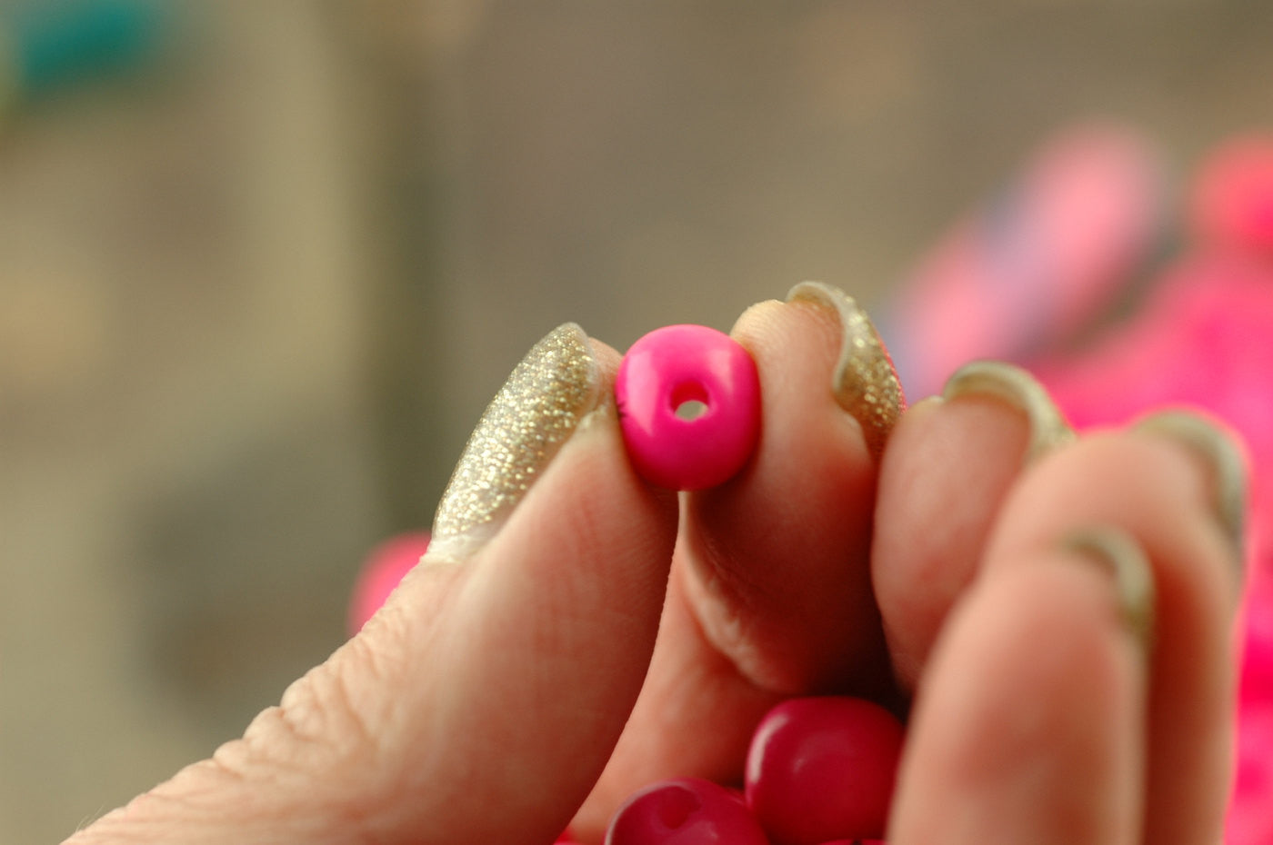 Bubble Gum Pink: Real, Natural Acai Beads, 10mm, 100 beads - ShopWomanShopsWorld.com. Bone Beads, Tassels, Pom Poms, African Beads.