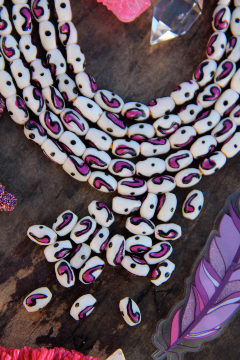 Comma Barrel Hand Painted Pink Comma Barrel Beads, 5x8mm, 23 pieces – WomanShopsWorld