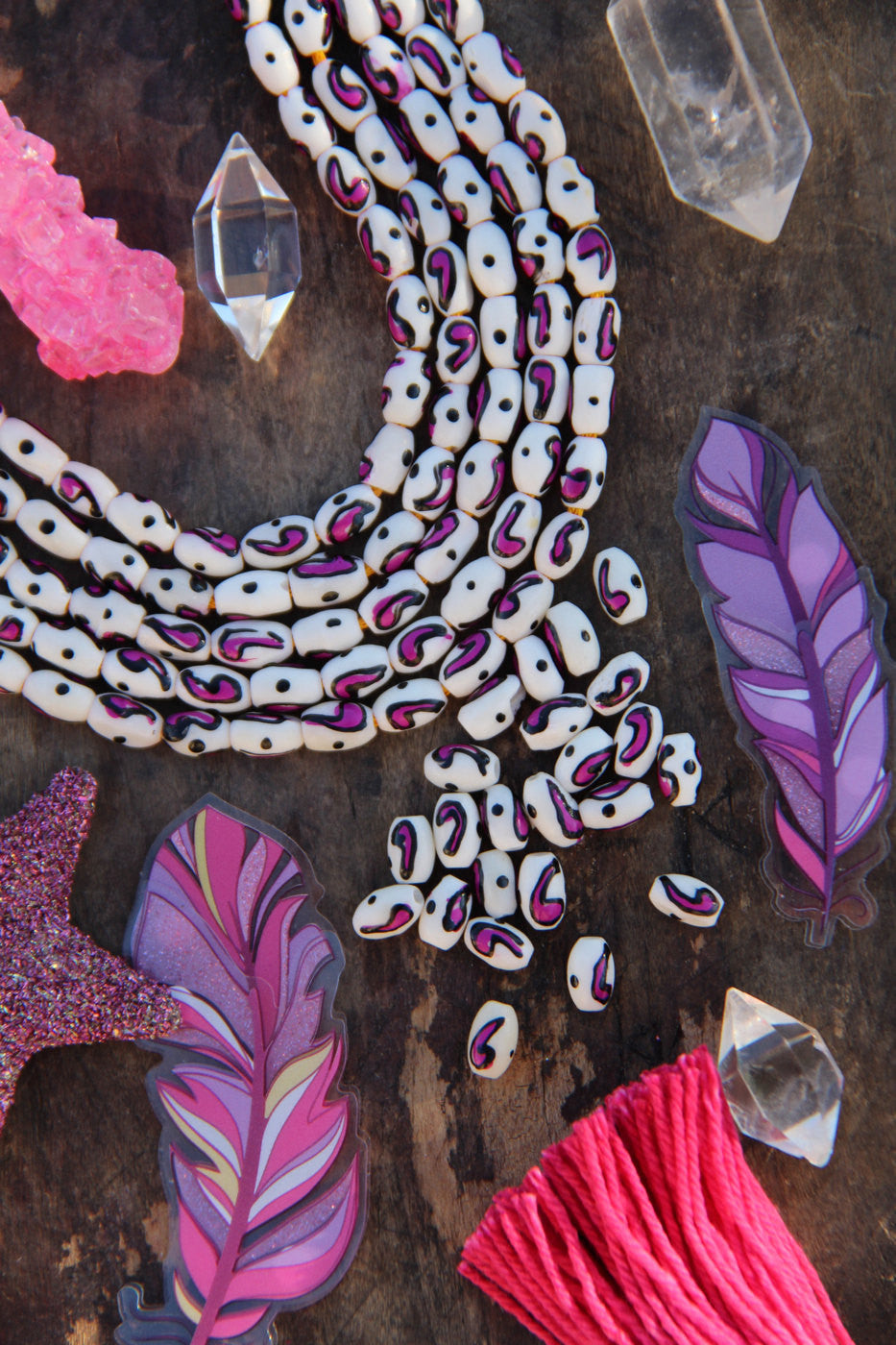 Comma Barrel Hand Painted Pink Comma Barrel Beads, 5x8mm, 23 pieces – WomanShopsWorld