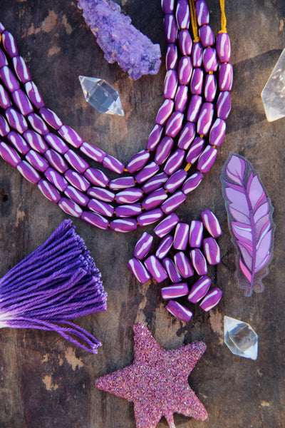 Purple Beaded Necklace | eBay