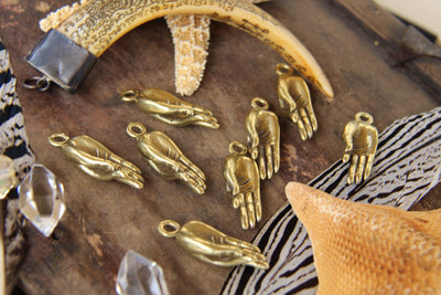 Gyan Mudra Golden Brass Pendant, 1 Himalayan Hand Gesture Pendant, Buddhist, Yoga, Meditation, Spiritual Jewelry Making Supplies, 1 Pendant - ShopWomanShopsWorld.com. Bone Beads, Tassels, Pom Poms, African Beads.