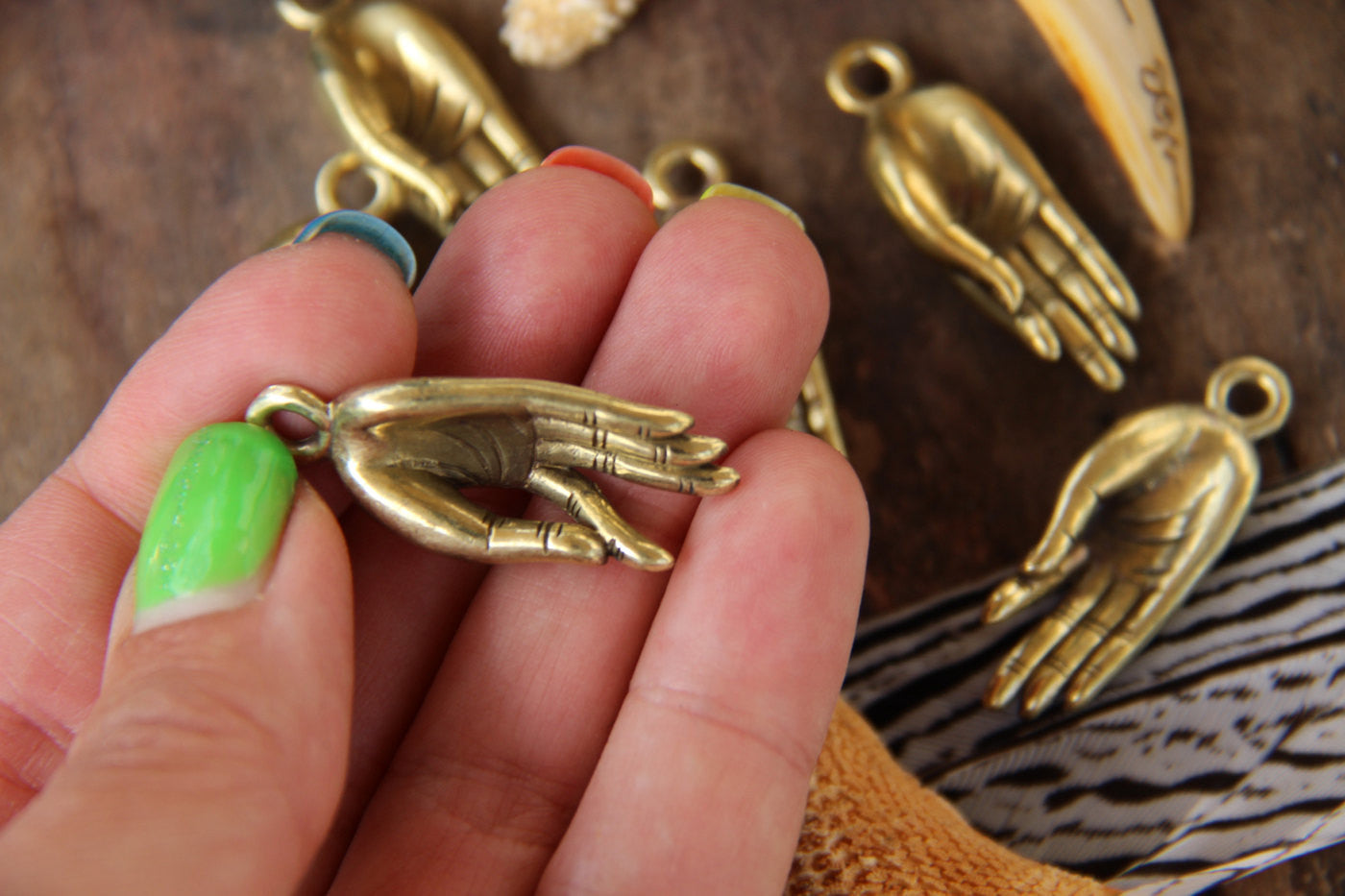 Gyan Mudra Golden Brass Pendant, 1 Himalayan Hand Gesture Pendant, Buddhist, Yoga, Meditation, Spiritual Jewelry Making Supplies, 1 Pendant - ShopWomanShopsWorld.com. Bone Beads, Tassels, 