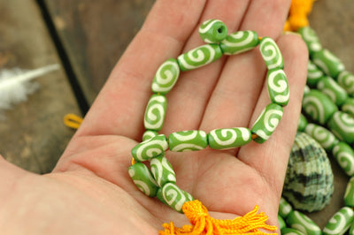 Green Barrel: Large Hole Hand Painted Spiral Design Bone Tube Beads, 6x12mm, Stained, Painted Cow Bone, Craft, Jewelry Making Supply, 15 pcs - ShopWomanShopsWorld.com. Bone Beads, Tassels, Pom Poms, African Beads.