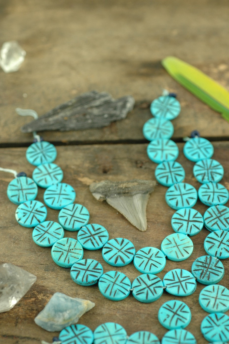 Turquoise Discs: Hand Carved Bone Beads, 3x16mm, 14 pieces - ShopWomanShopsWorld.com. Bone Beads, Tassels, Pom Poms, African Beads.