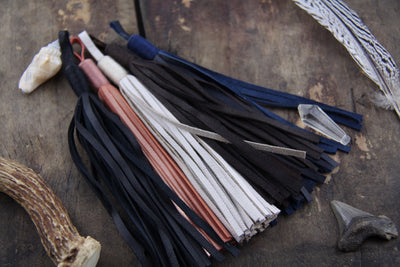 Long Moroccan Leather Tassel, 6.25" - ShopWomanShopsWorld.com. Bone Beads, Tassels, Pom Poms, African Beads.